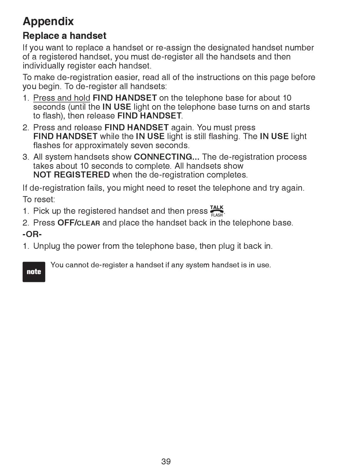 VTech DS221-3, DS221-2, DS6221-5, DS6222-4, DS6222-5, DS6221-4 user manual Replace a handset 