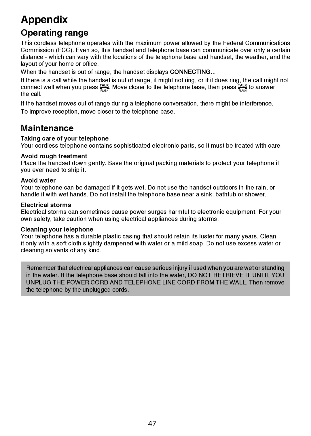 VTech DS6221-5, DS221-2, DS221-3, DS6222-4, DS6222-5, DS6221-4 user manual Operating range, Maintenance 