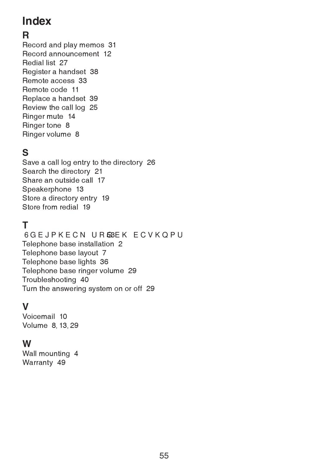 VTech DS6222-4, DS221-2, DS221-3, DS6221-5, DS6222-5, DS6221-4 user manual Index 