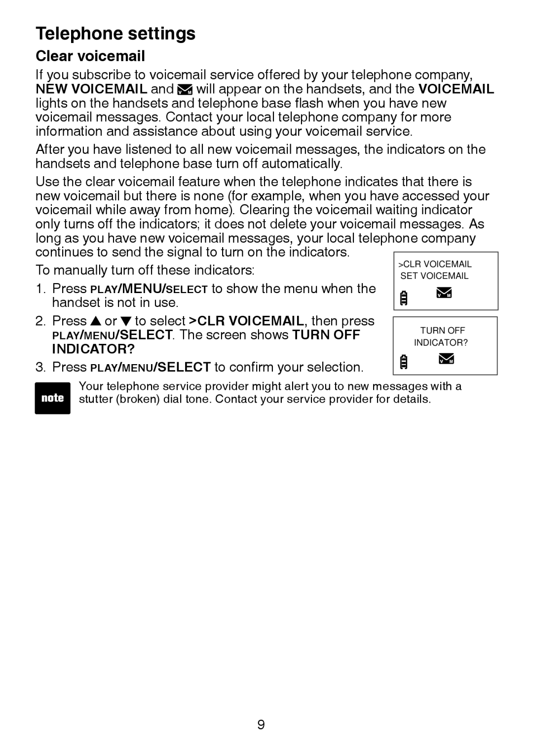 VTech DS3211-2 user manual Clear voicemail, Indicator? 