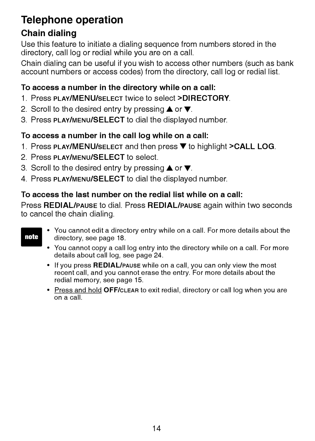 VTech DS3211-2 user manual Chain dialing, To access a number in the directory while on a call 