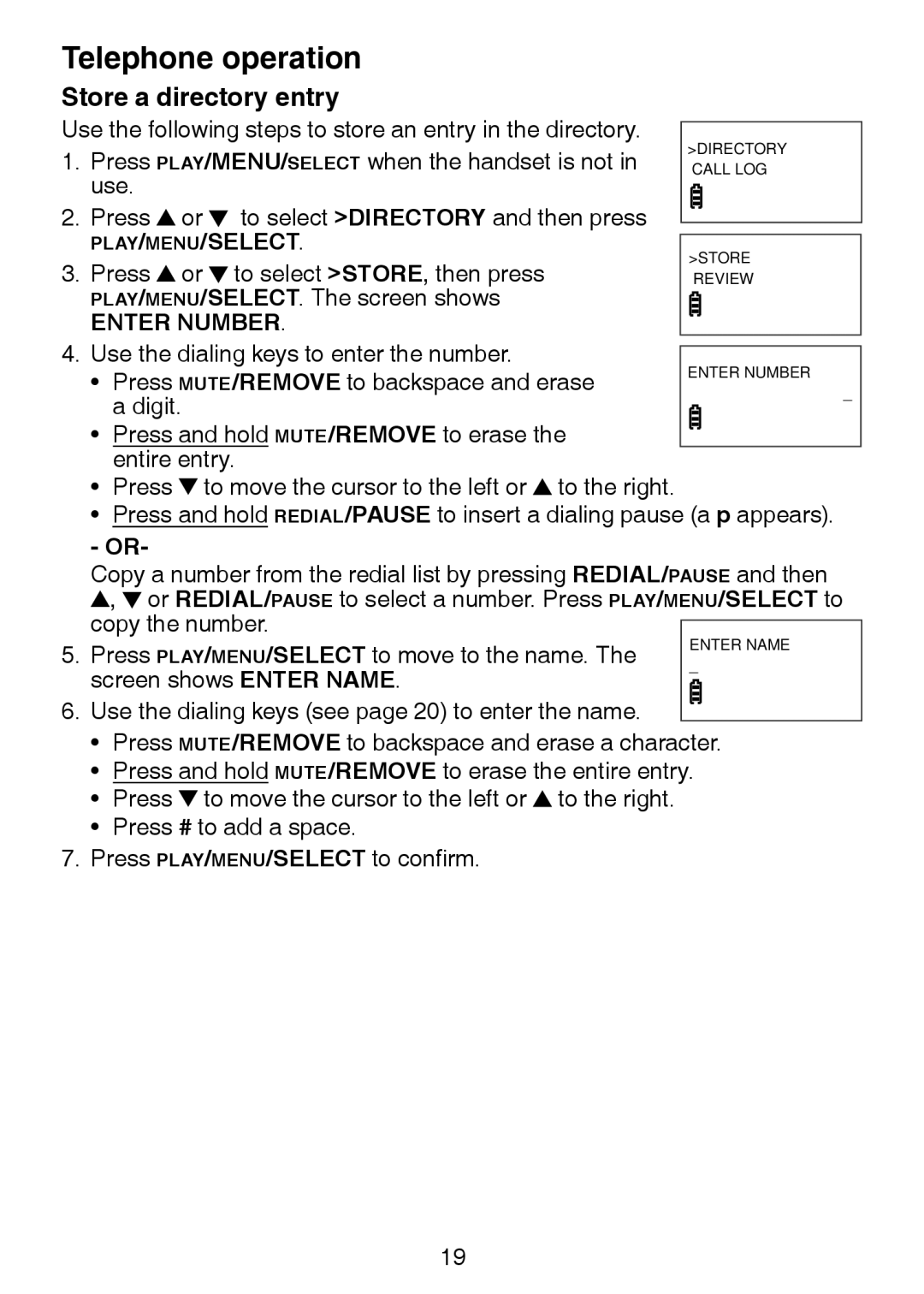 VTech DS3211-2 user manual Store a directory entry, Enter Number 