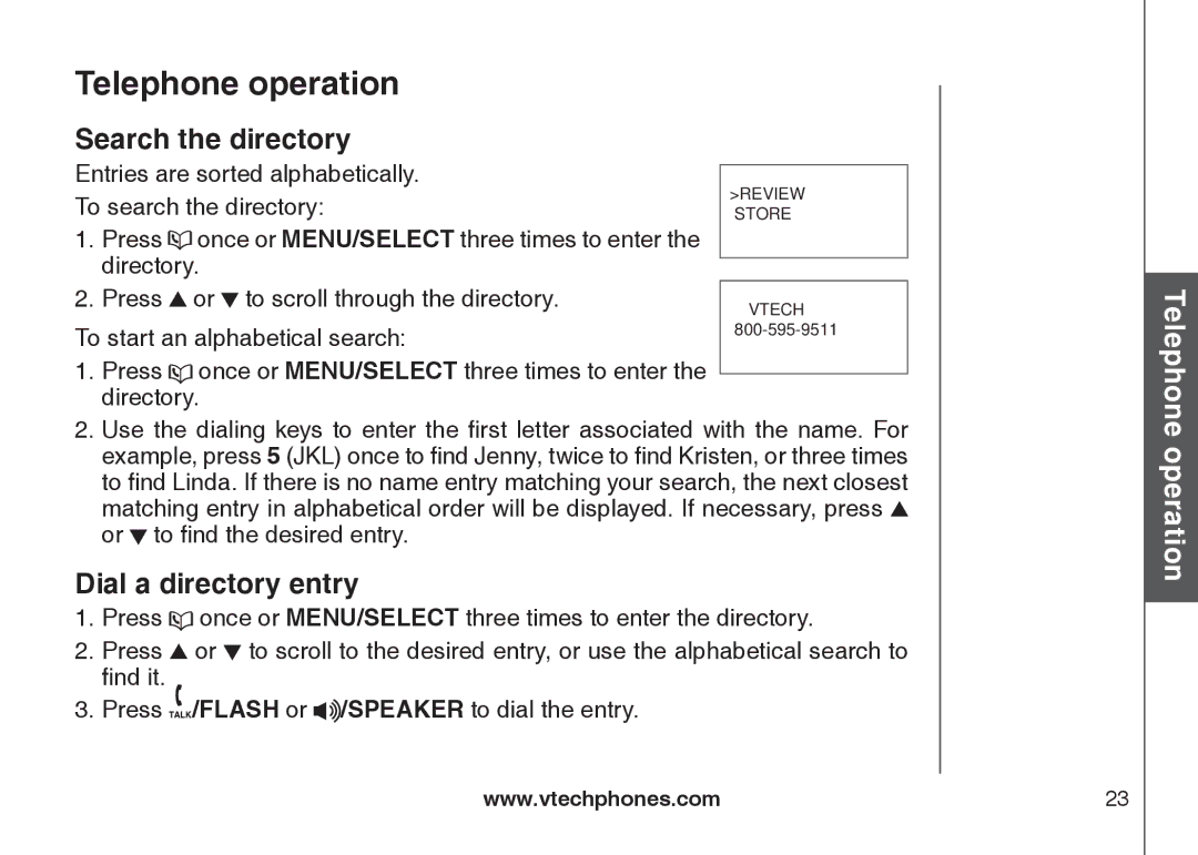 VTech DS6122-5, DS6121-3, DS6121-2, DS6121-5 user manual Search the directory, Dial a directory entry 