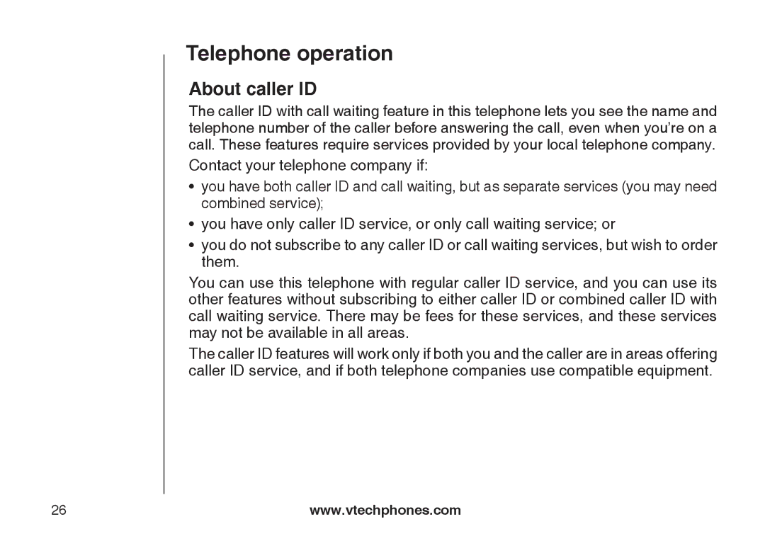 VTech DS6121-5, DS6121-3, DS6121-2, DS6122-5 user manual About caller ID 