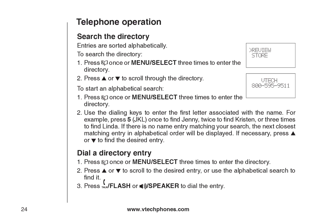 VTech DS6121-4 user manual Search the directory, Dial a directory entry 