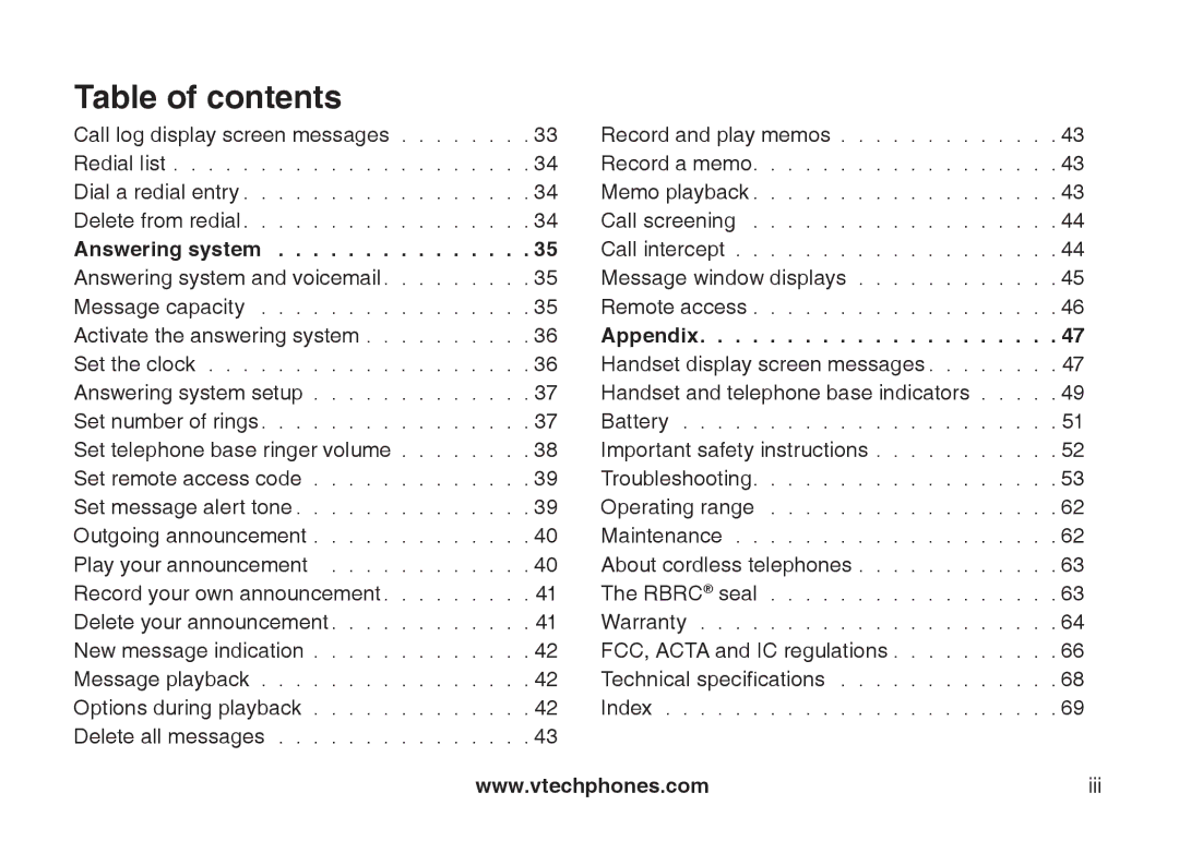 VTech DS6121-4 user manual Answering system 