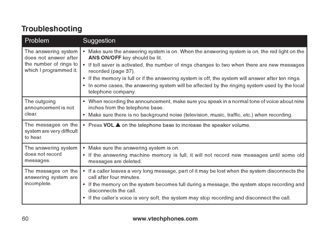 VTech DS6121-4 user manual Answering system 