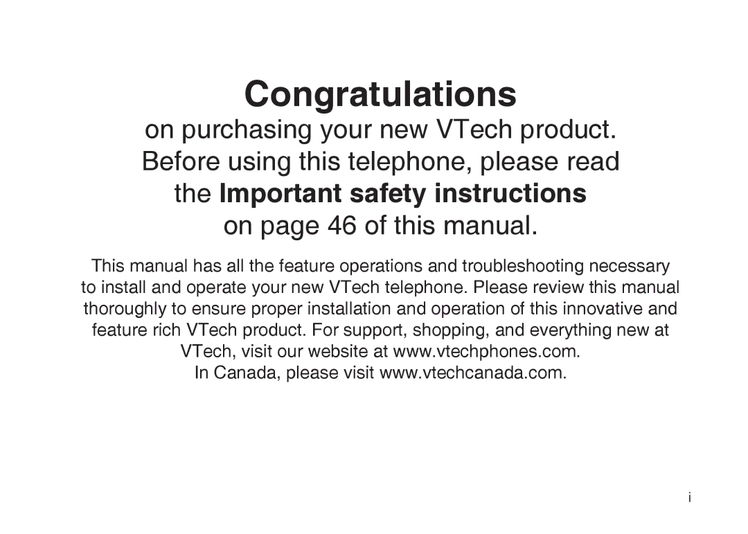 VTech DS6121 user manual Congratulations 