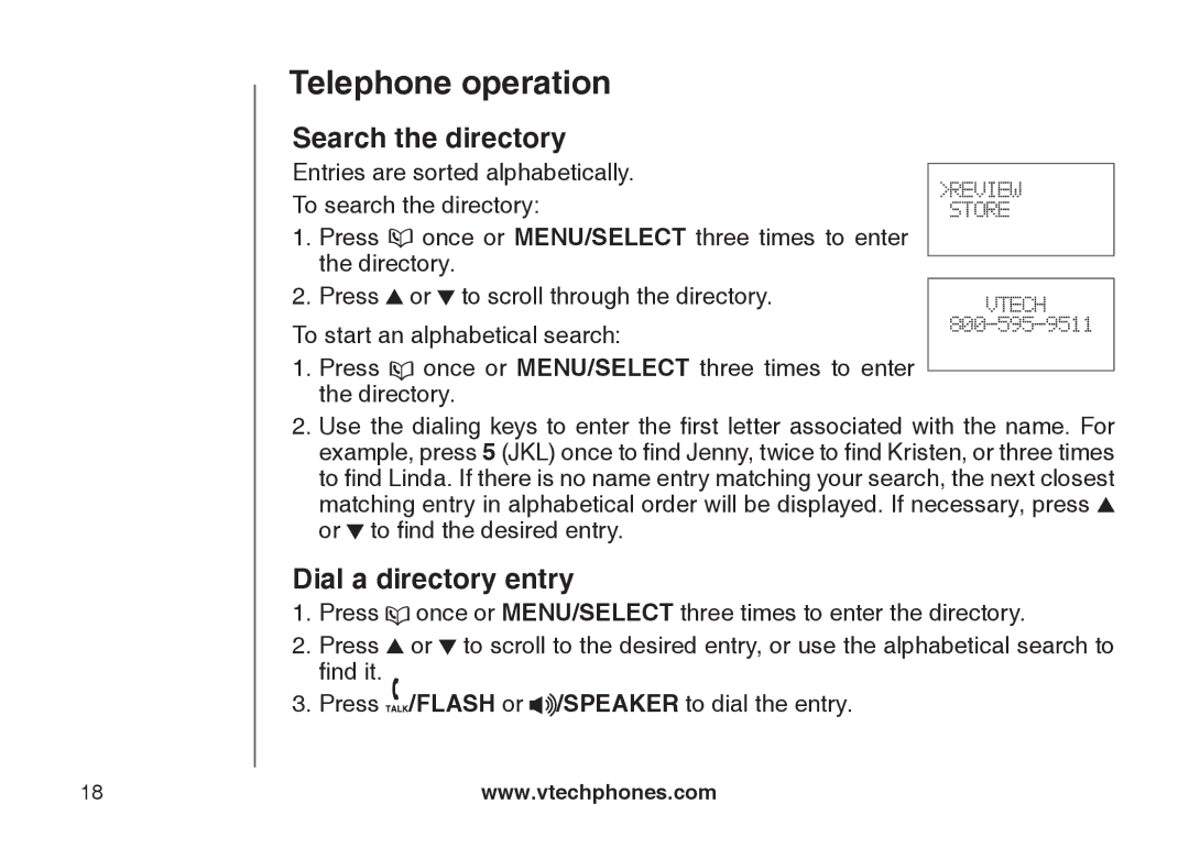 VTech DS6121 user manual Search the directory, Dial a directory entry 