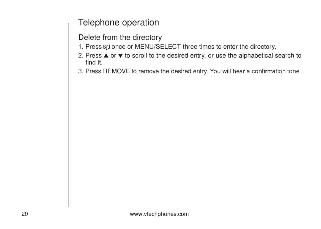 VTech DS6121 user manual Delete from the directory 