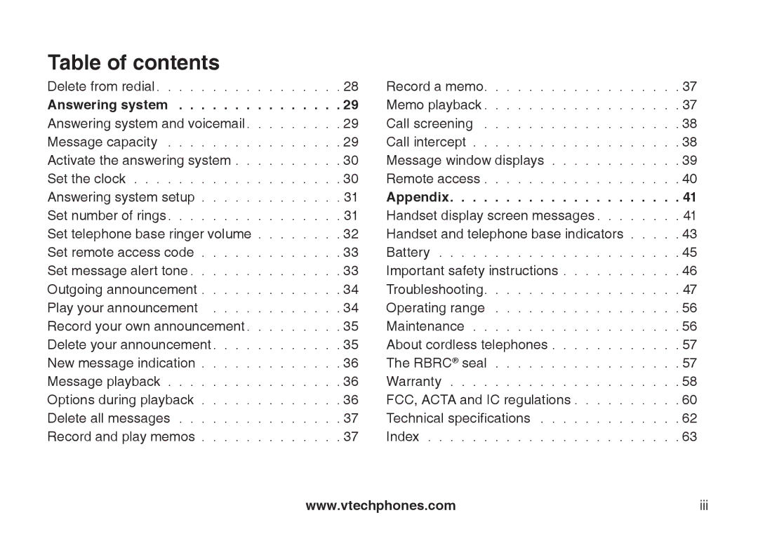 VTech DS6121 user manual Answering system 