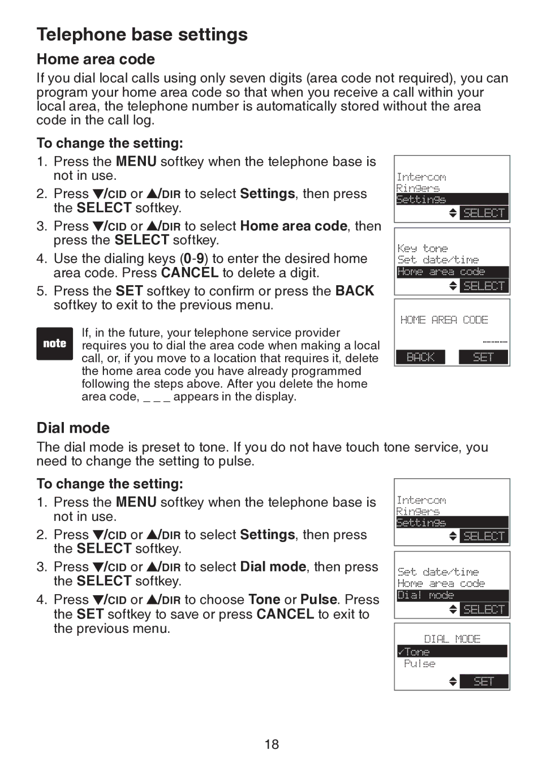 VTech DS6151 user manual Key tone Set date/time Home area code 