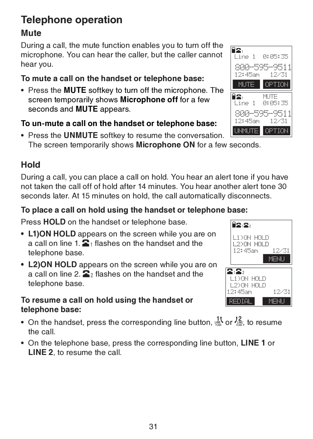 VTech DS6151 user manual Mute, Hold 