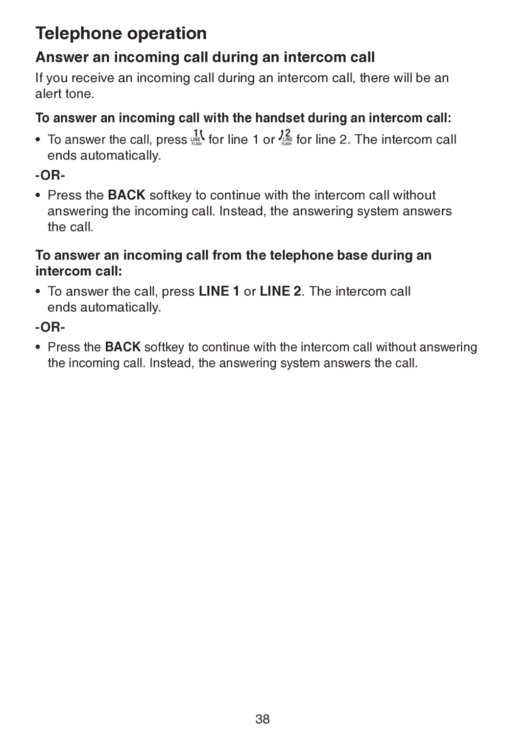 VTech DS6151 user manual Answer an incoming call during an intercom call 