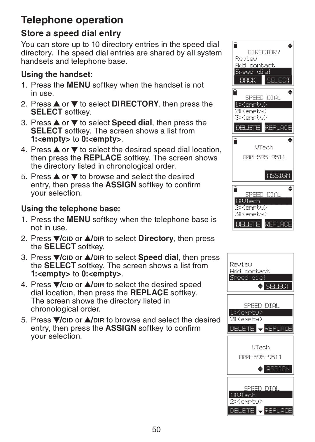 VTech DS6151 user manual Store a speed dial entry 