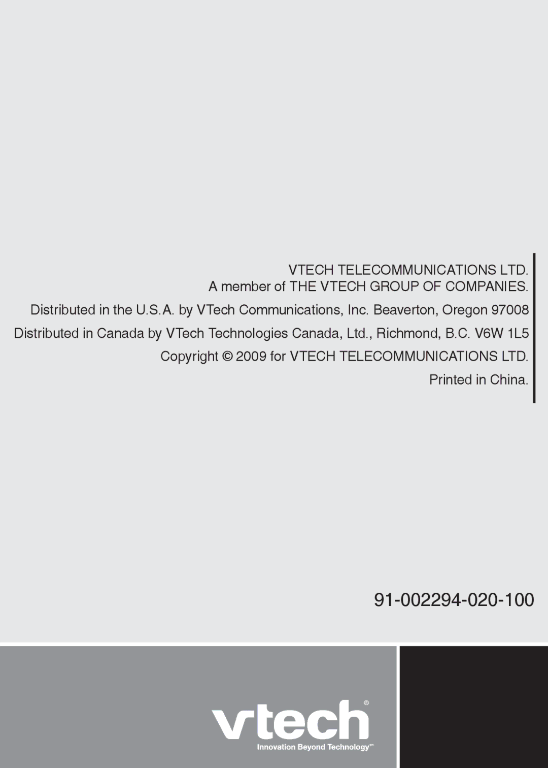 VTech DS6201 user manual 91-002294-020-100 