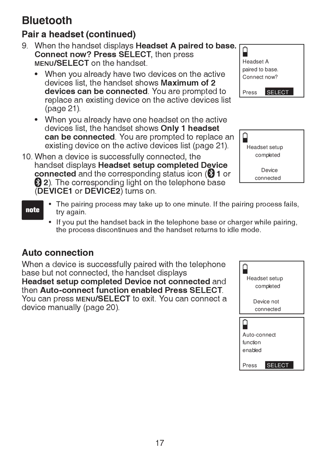 VTech DS63213, DS6321-2, DS6321-3, DS6321-4, DS6322-3, DS6322-4 user manual Auto connection 