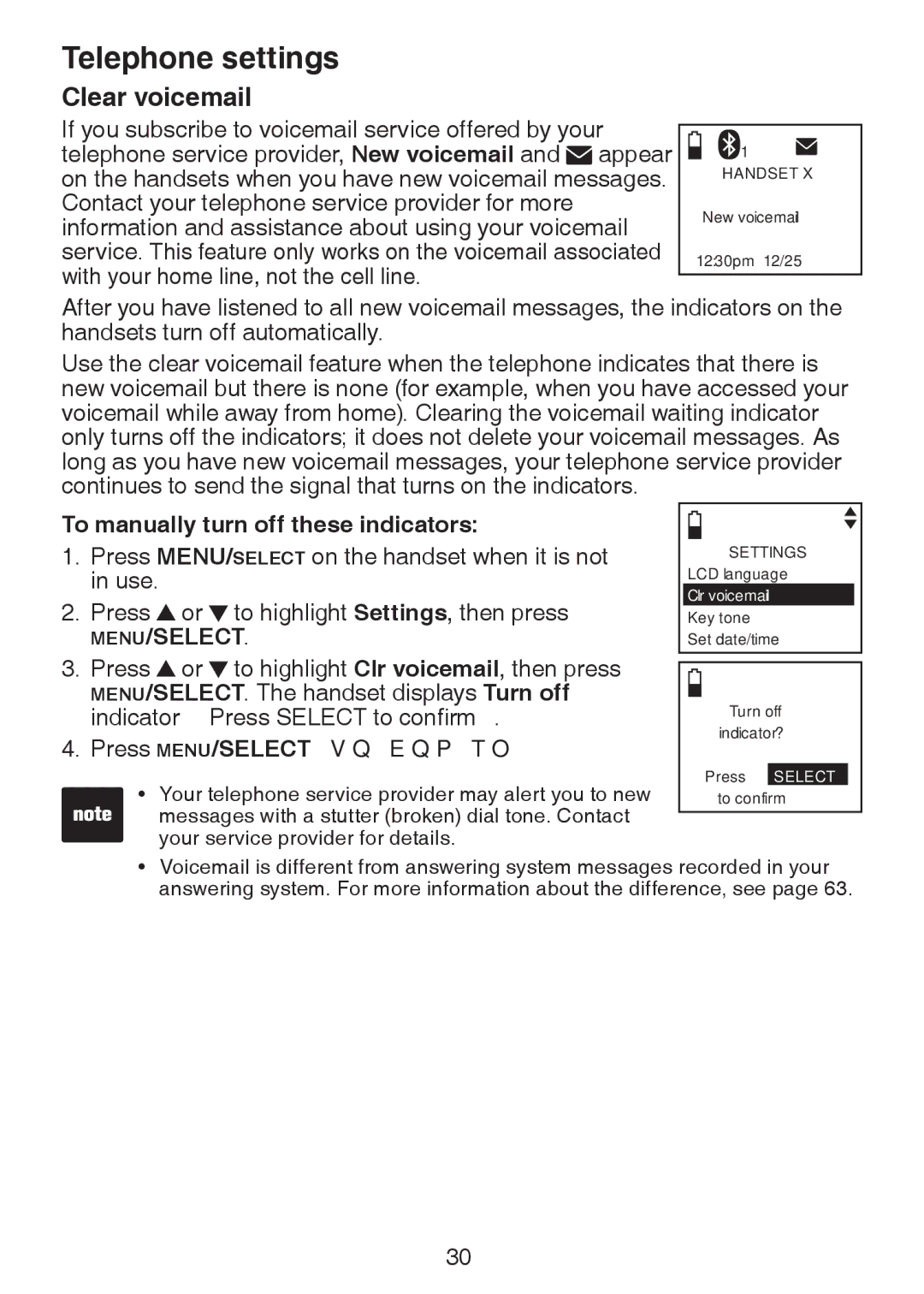 VTech DS6322-3, DS6321-2, DS6321-3, DS6321-4, DS63213, DS6322-4 Clear voicemail, To manually turn off these indicators 