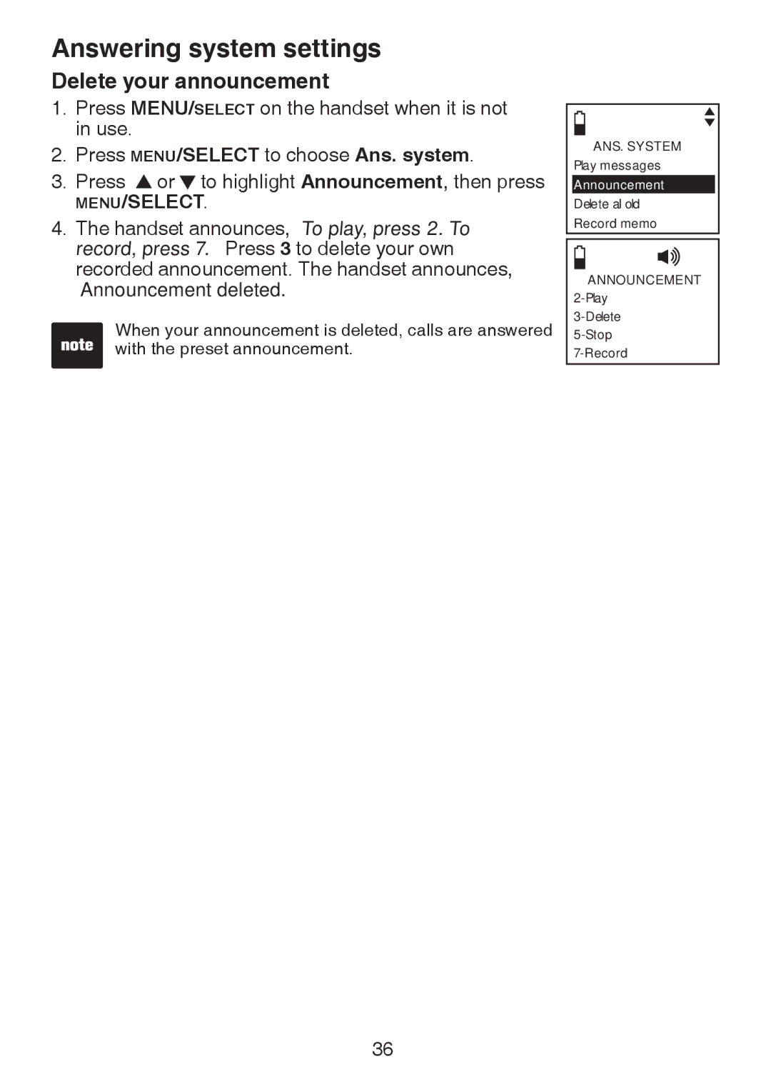 VTech DS6322-3, DS6321-2, DS6321-3, DS6321-4, DS63213, DS6322-4 user manual Delete your announcement 