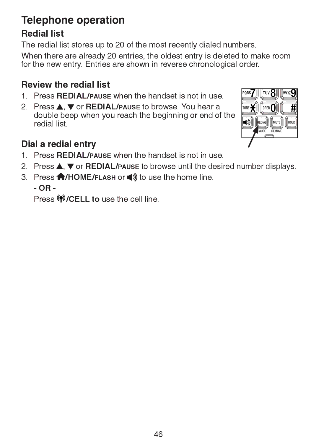 VTech DS6321-4, DS6321-2, DS6321-3, DS63213, DS6322-3, DS6322-4 Redial list, Review the redial list, Dial a redial entry 