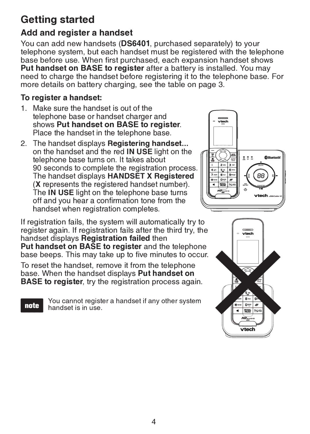 VTech DS6401 user manual Add and register a handset, To register a handset 