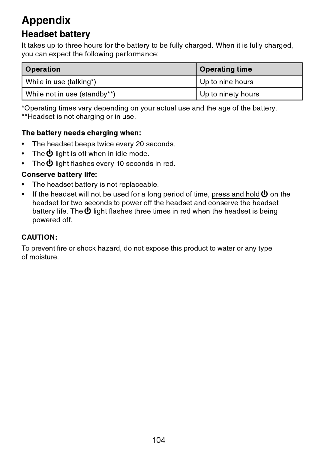 VTech DS6472-6 user manual Headset battery, Conserve battery life 