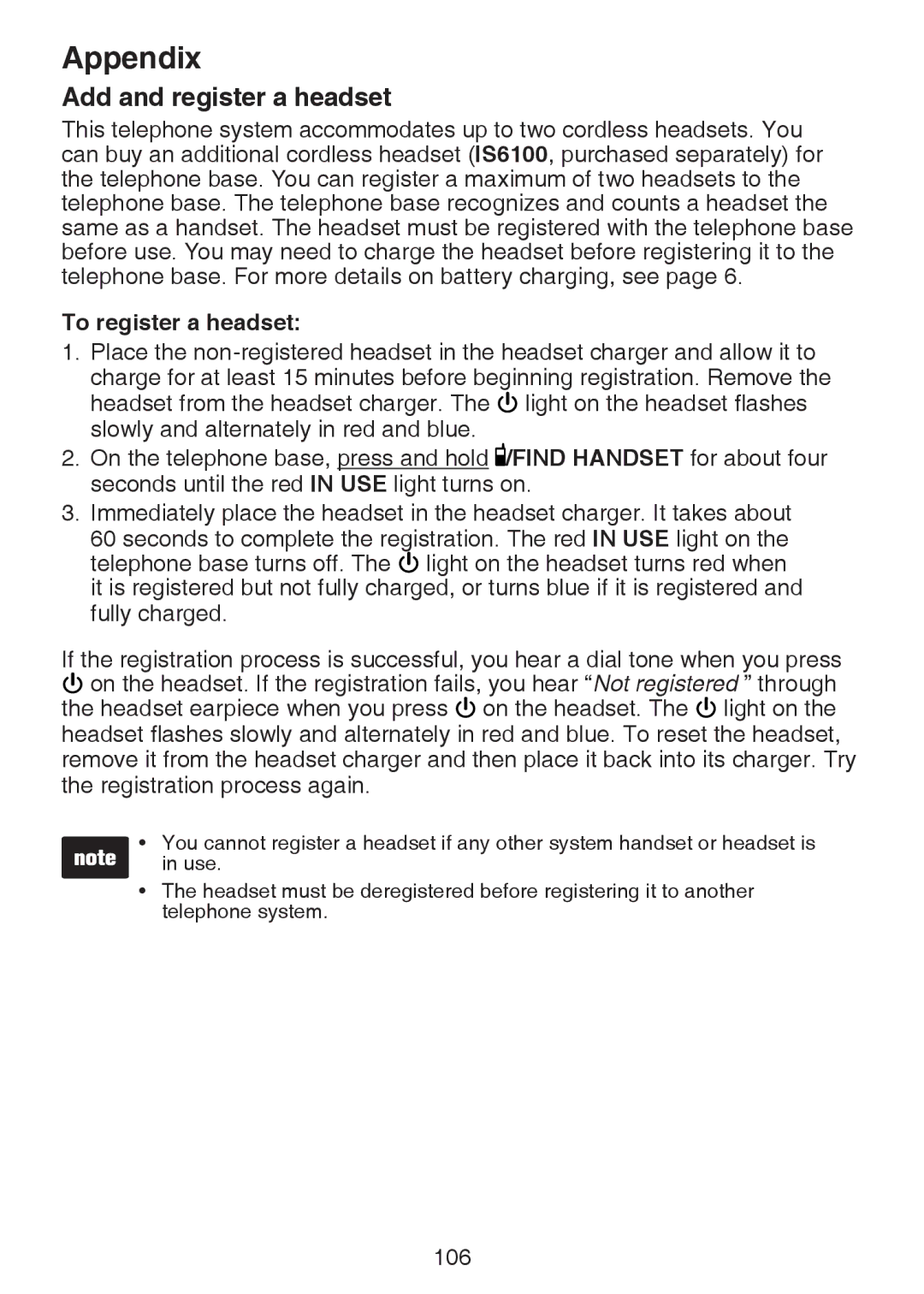 VTech DS6472-6 user manual Add and register a headset, To register a headset 