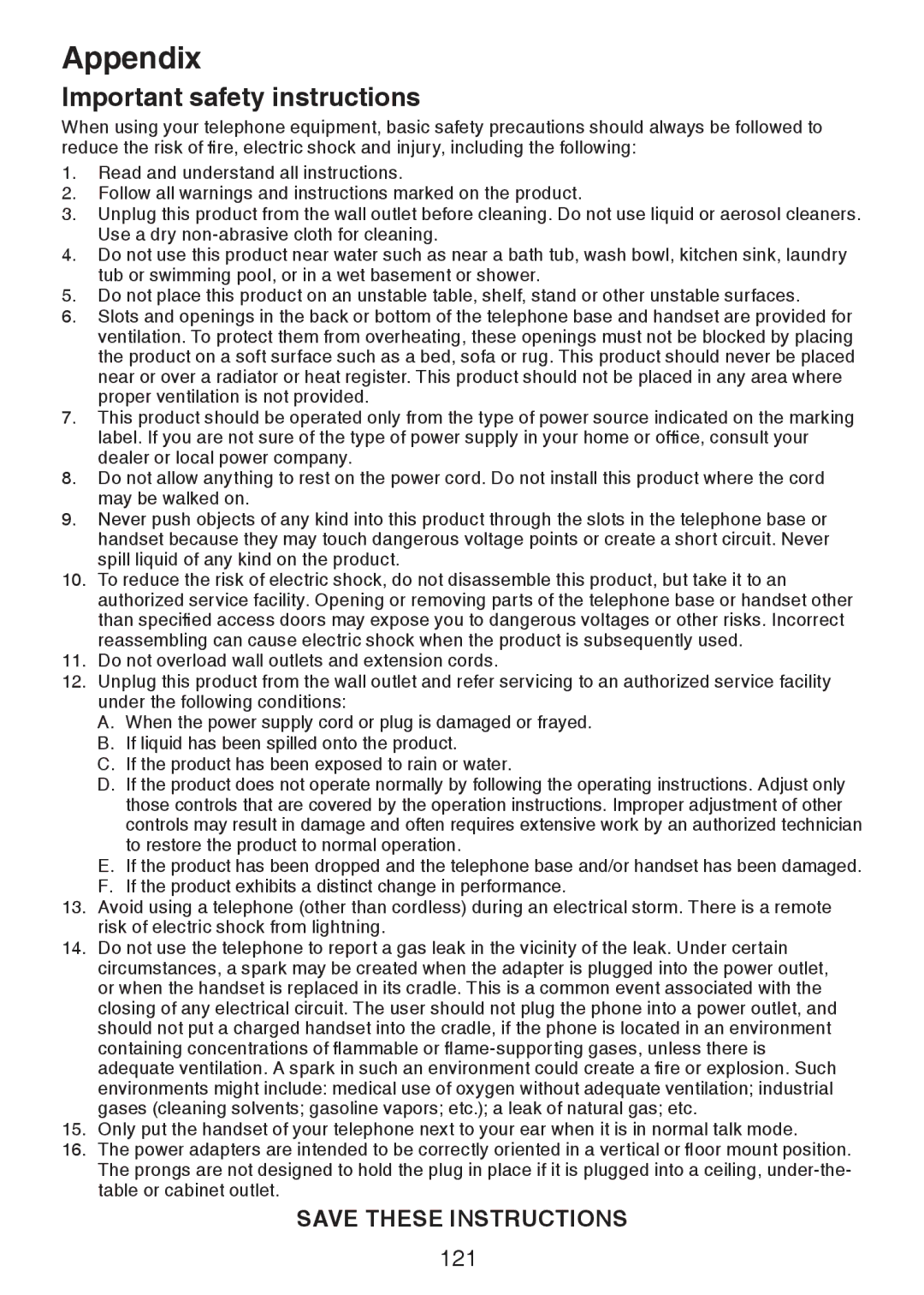 VTech DS6472-6 user manual Important safety instructions 