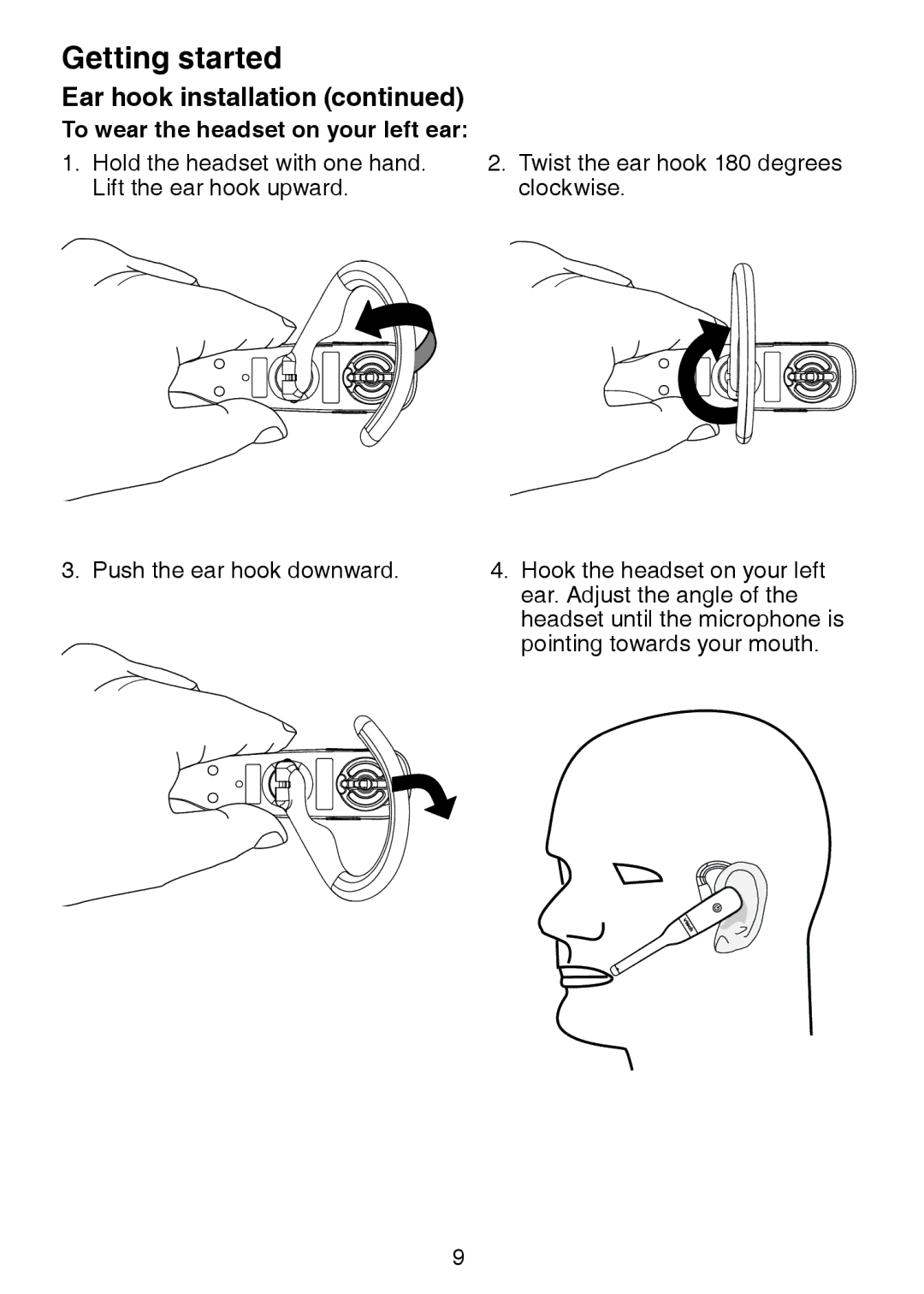 VTech DS6472-6 user manual To wear the headset on your left ear 