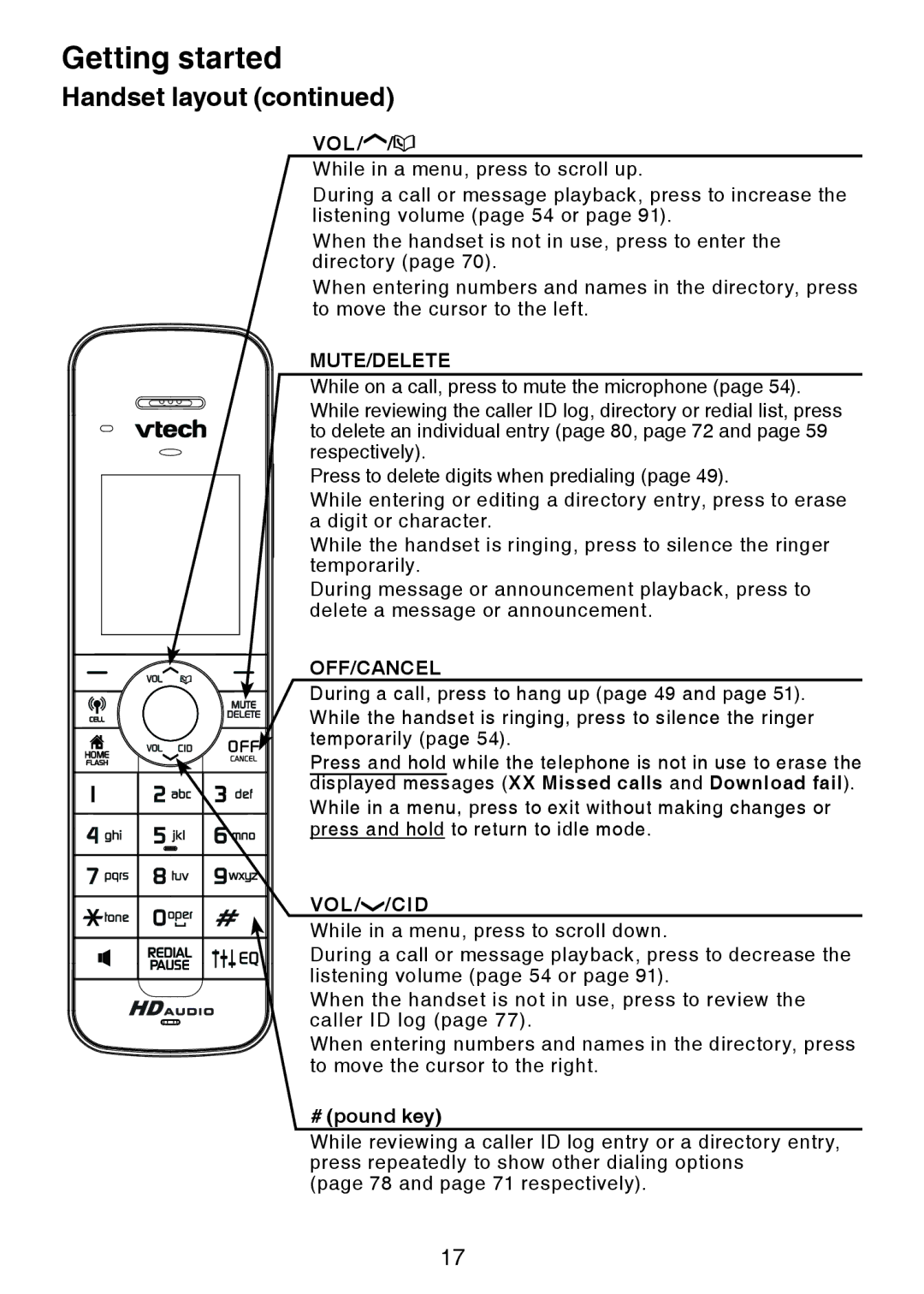 VTech DS6472-6 user manual Mute/Delete 