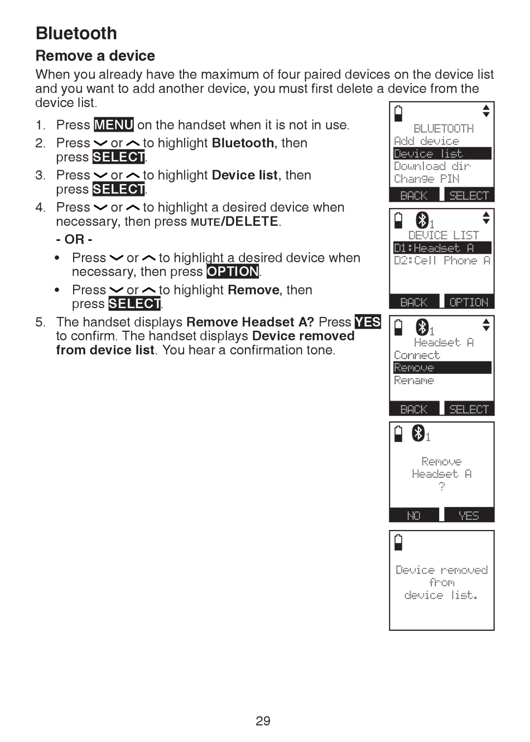 VTech DS6472-6 user manual Remove a device, Yes 