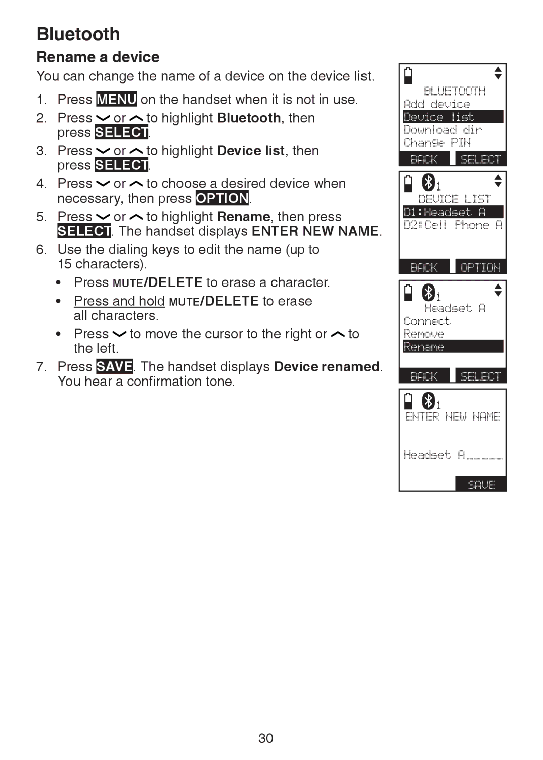 VTech DS6472-6 user manual Rename a device 