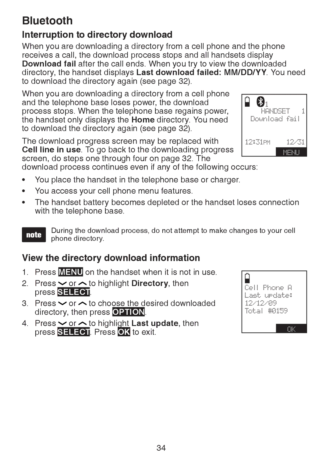 VTech DS6472-6 user manual Interruption to directory download, View the directory download information 