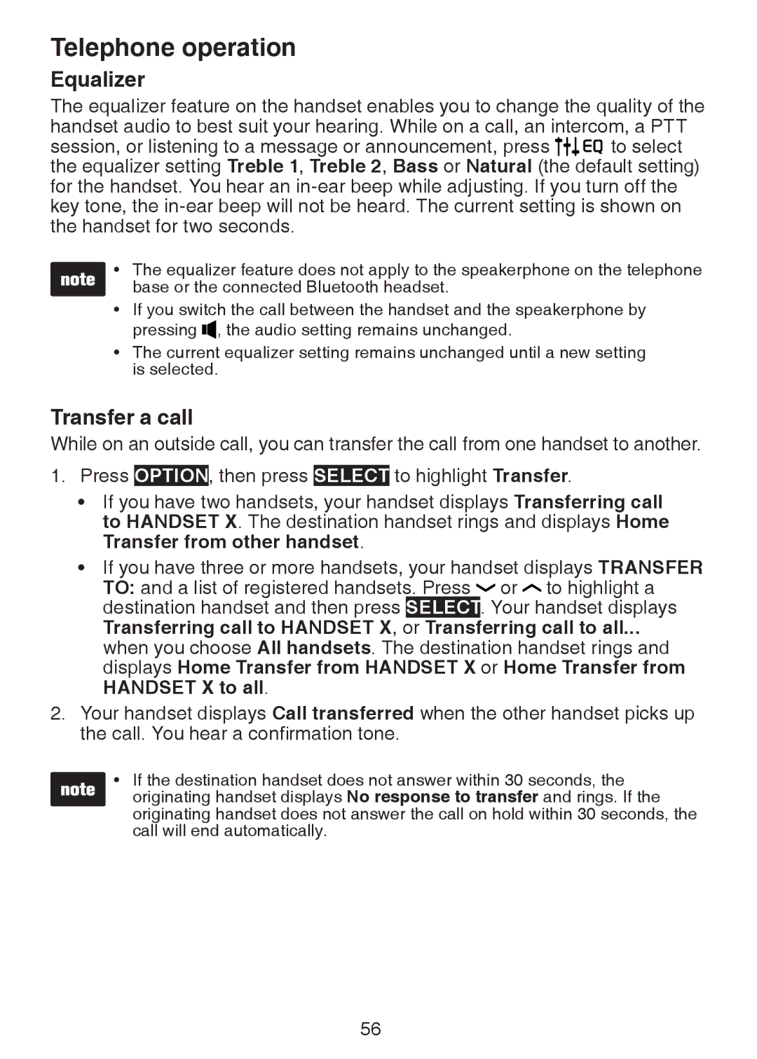 VTech DS6472-6 user manual Equalizer, Transfer a call 