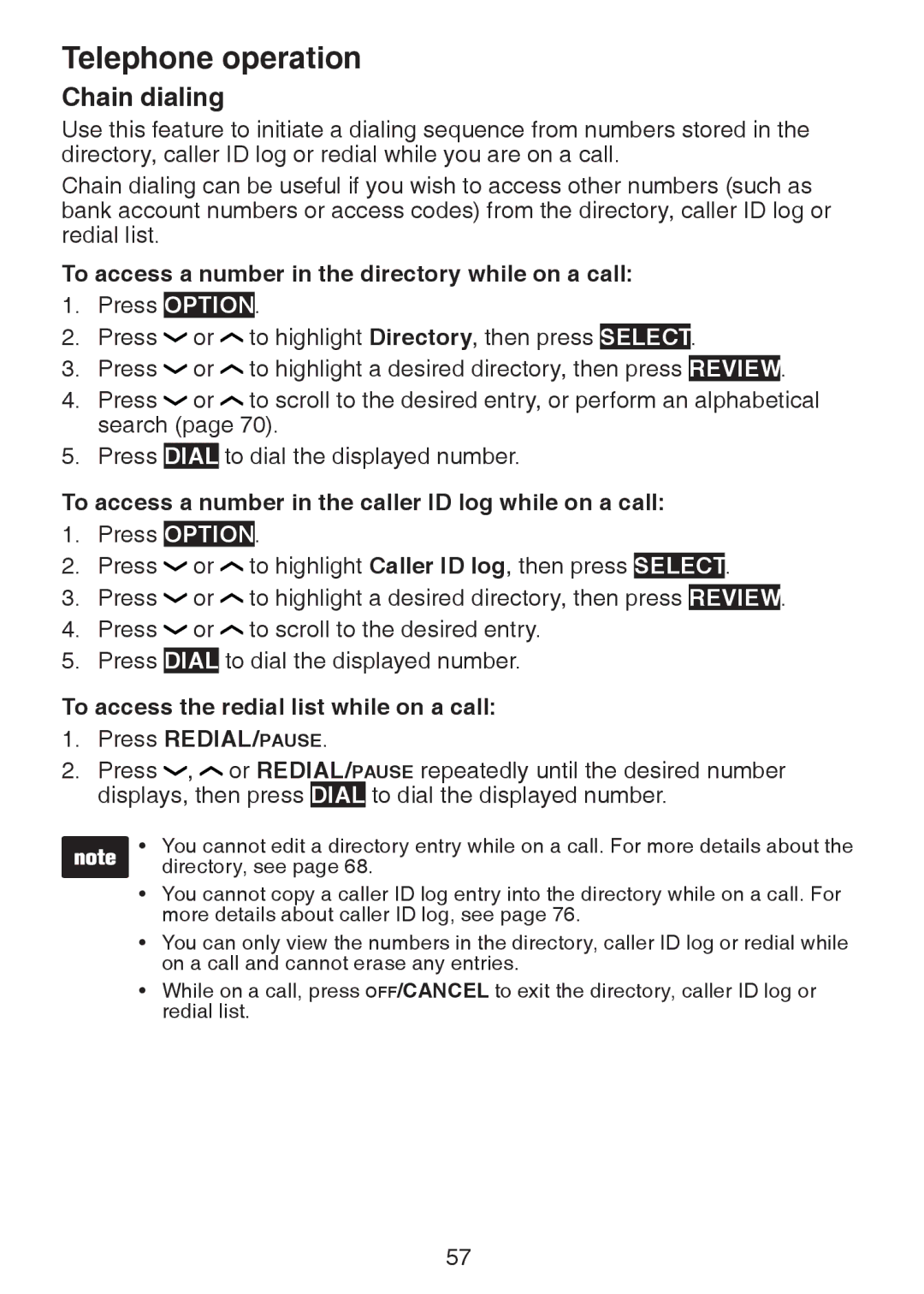 VTech DS6472-6 user manual Chain dialing, To access a number in the directory while on a call 