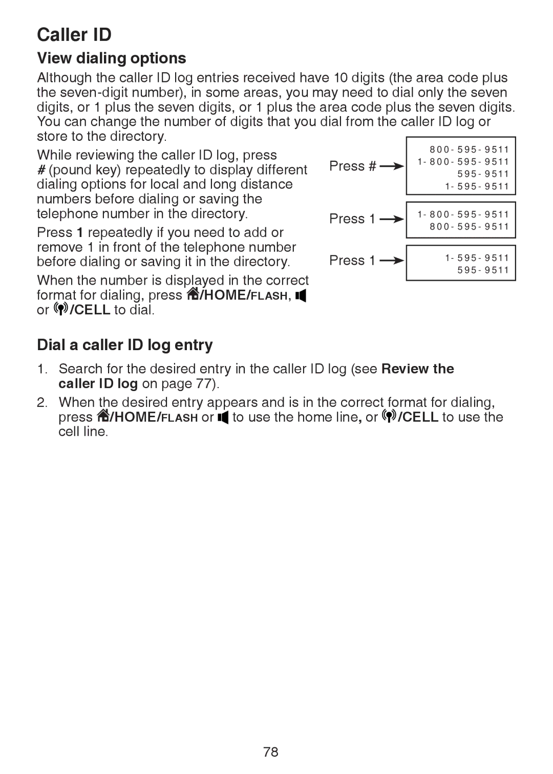 VTech DS6472-6 user manual View dialing options, Dial a caller ID log entry 