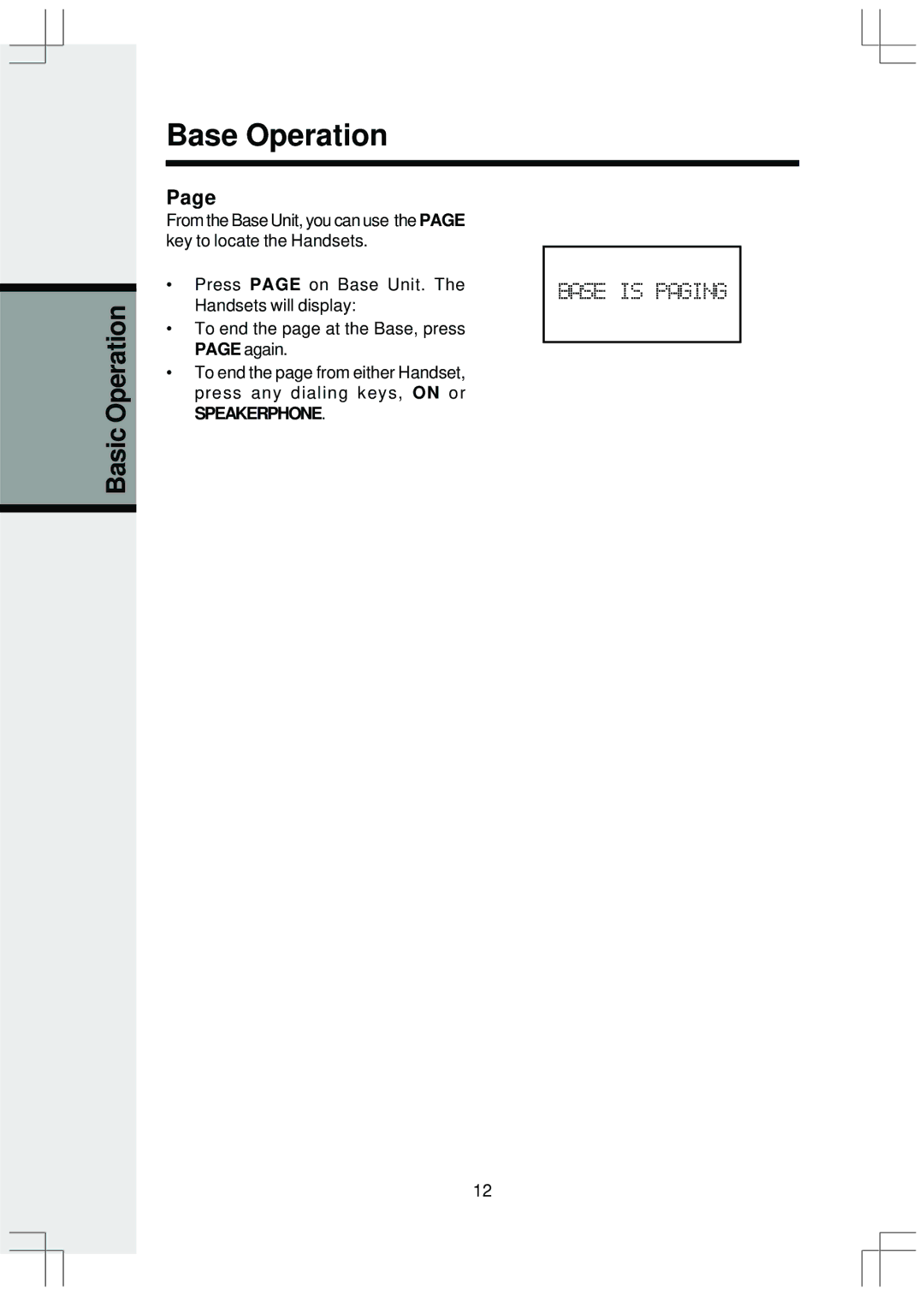 VTech ev 2653 manual Base Operation 