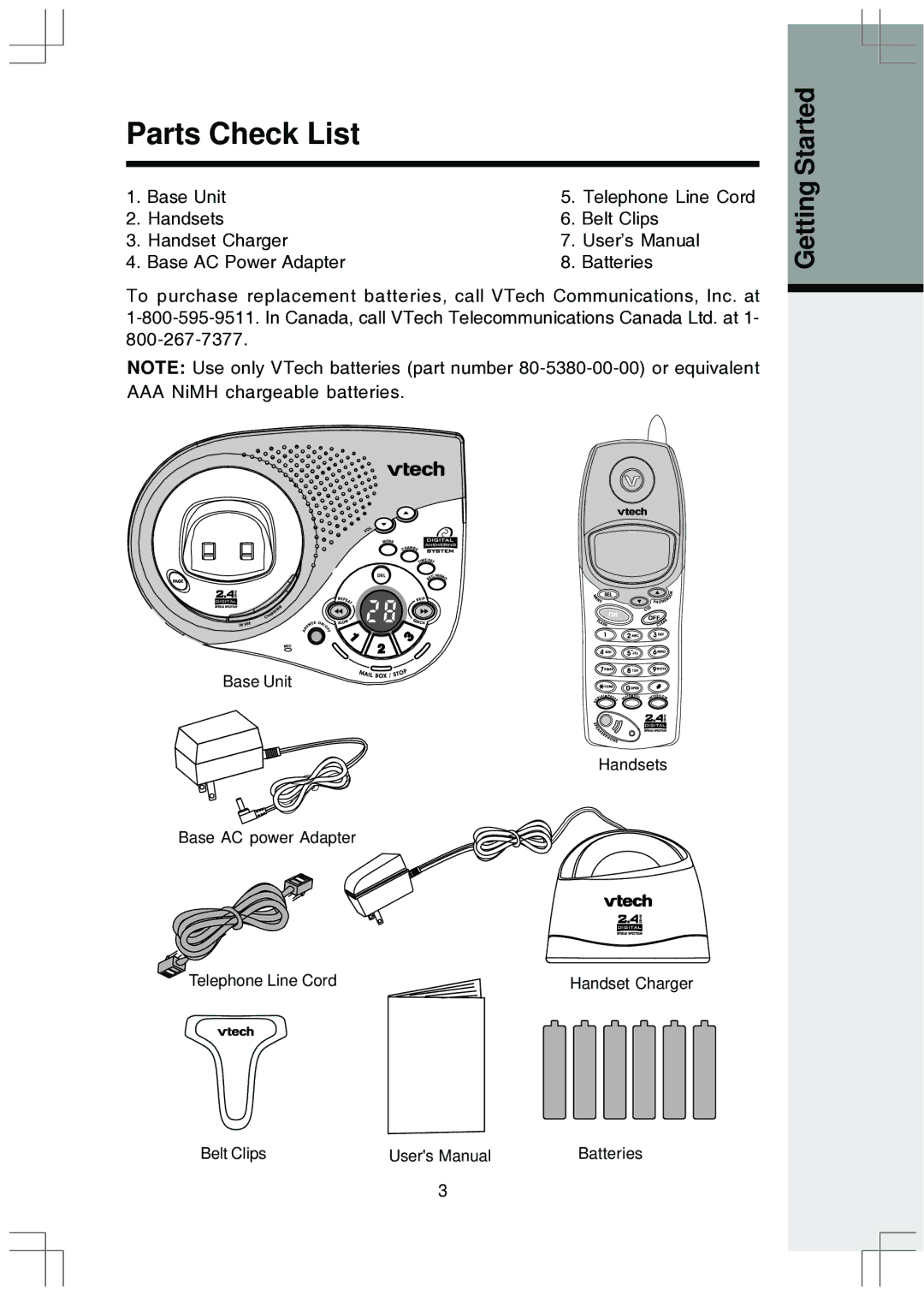 VTech ev 2653 manual Parts Check List 