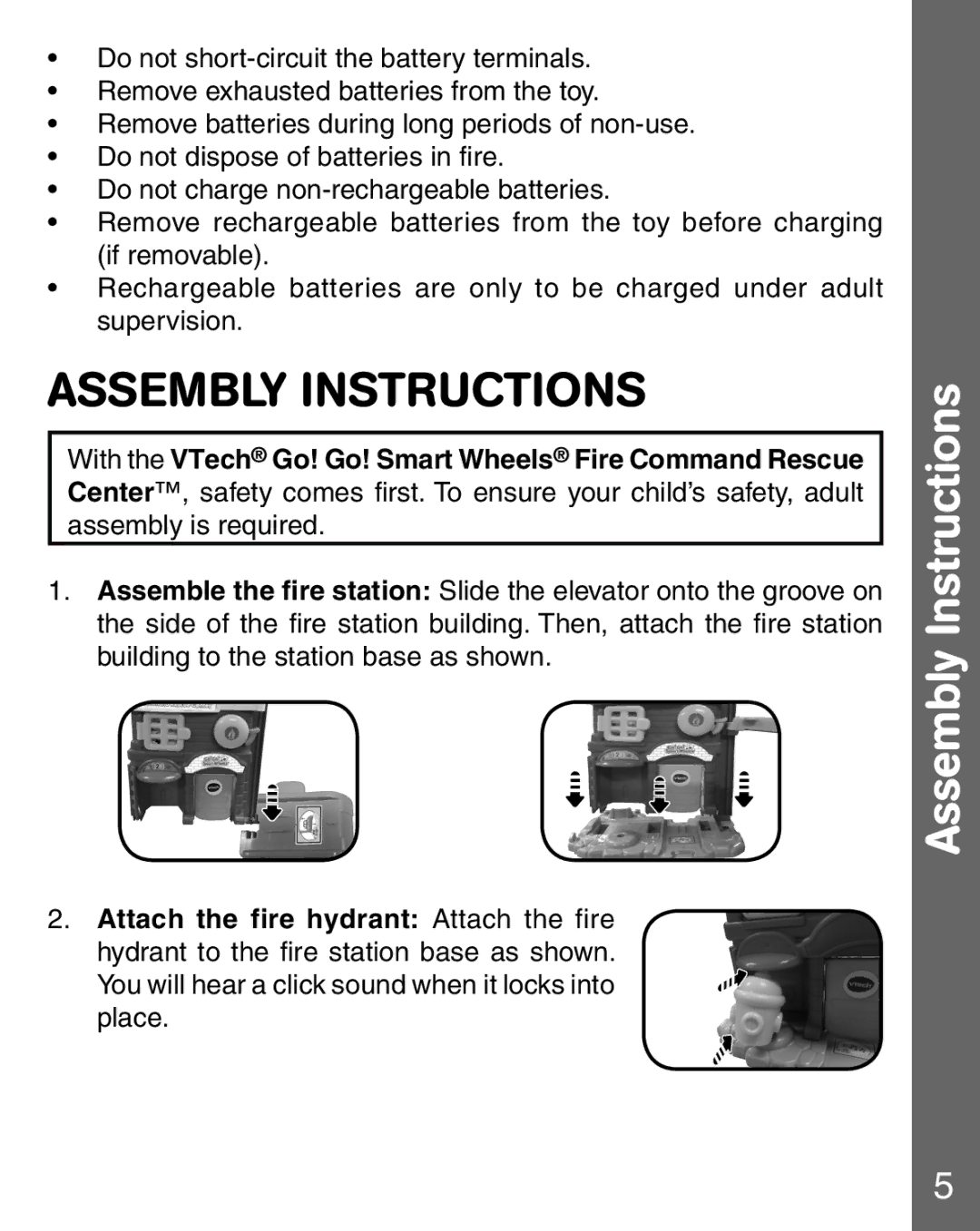 VTech fire command rescue center user manual Assembly Instructions 