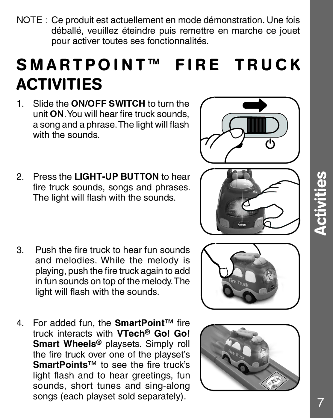 VTech fire command rescue center user manual A R T P O I N T F I R E T R U C K Activities 