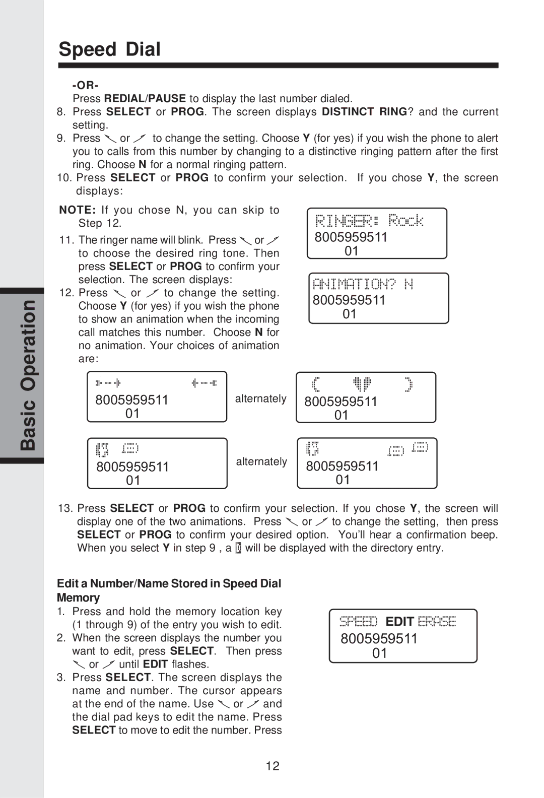 VTech GZ 2339 important safety instructions Edit a Number/Name Stored in Speed Dial Memory 