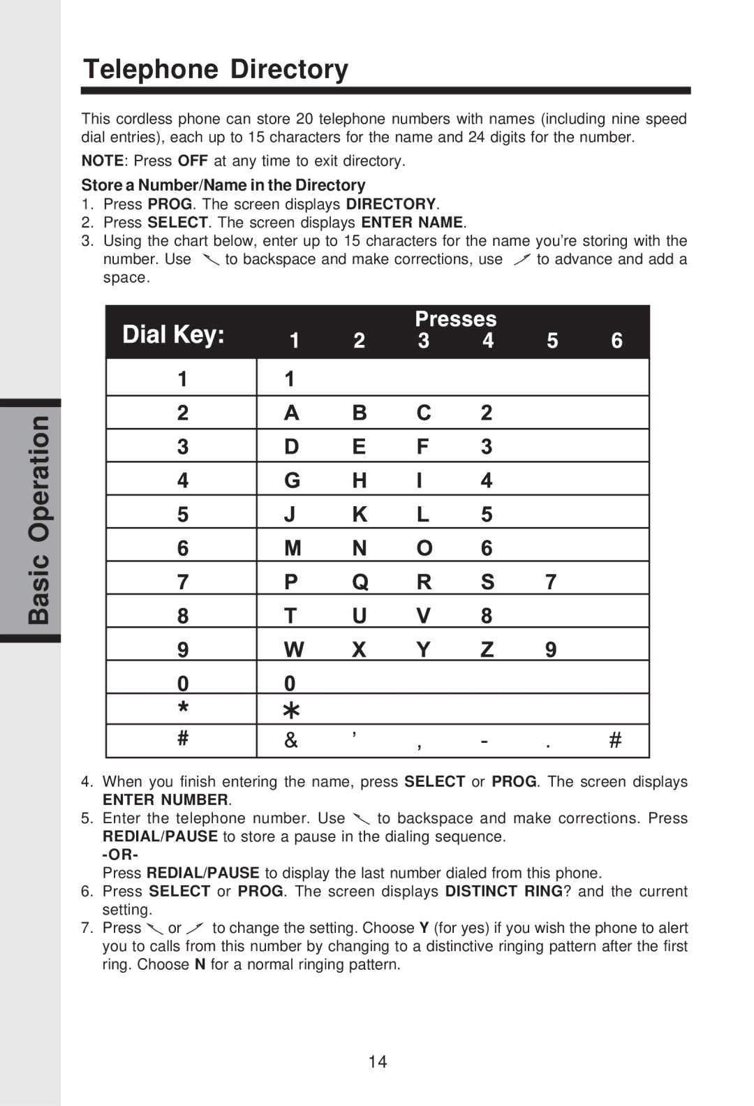 VTech GZ 2339 important safety instructions Telephone Directory, Store a Number/Name in the Directory 