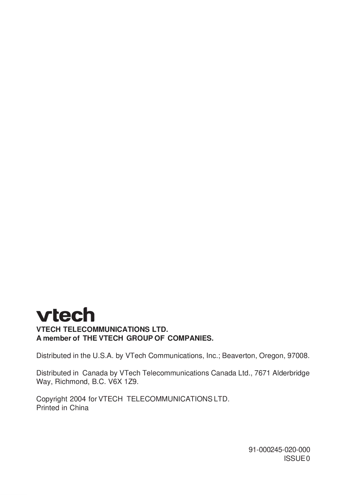 VTech GZ 2339 important safety instructions Member of the Vtech Group of Companies 