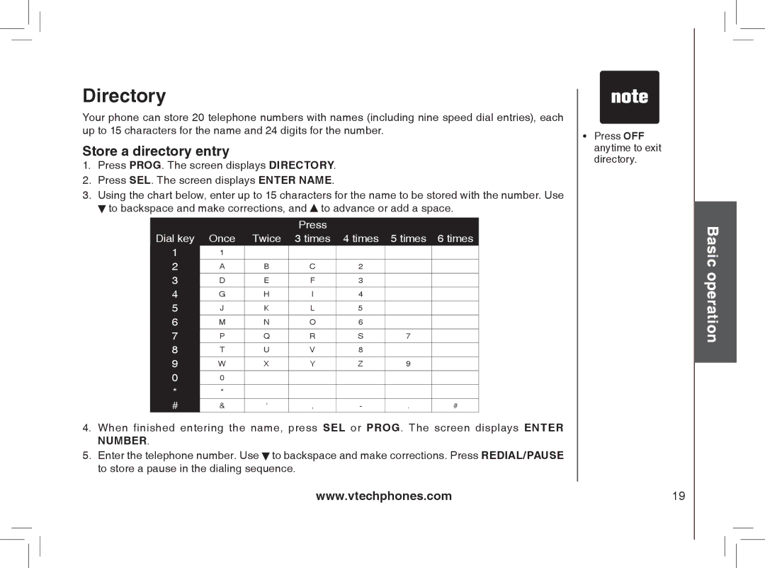 VTech gz2335, gz2338 user manual Directory, Store a directory entry 