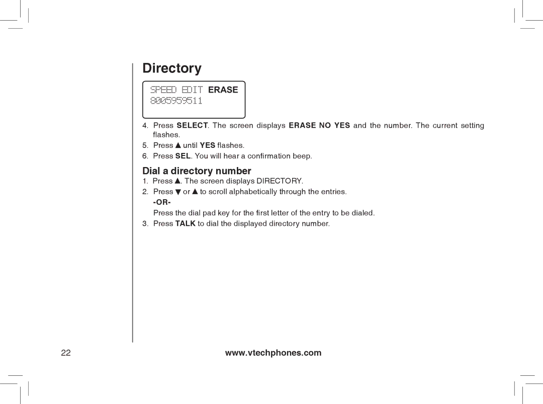 VTech gz2338, gz2335 user manual Dial a directory number 