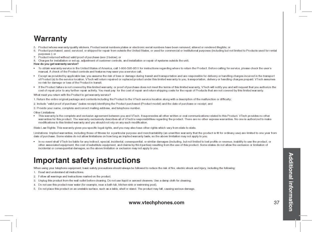 VTech gz2335, gz2338 user manual Important safety instructions, How do you get warranty service? 