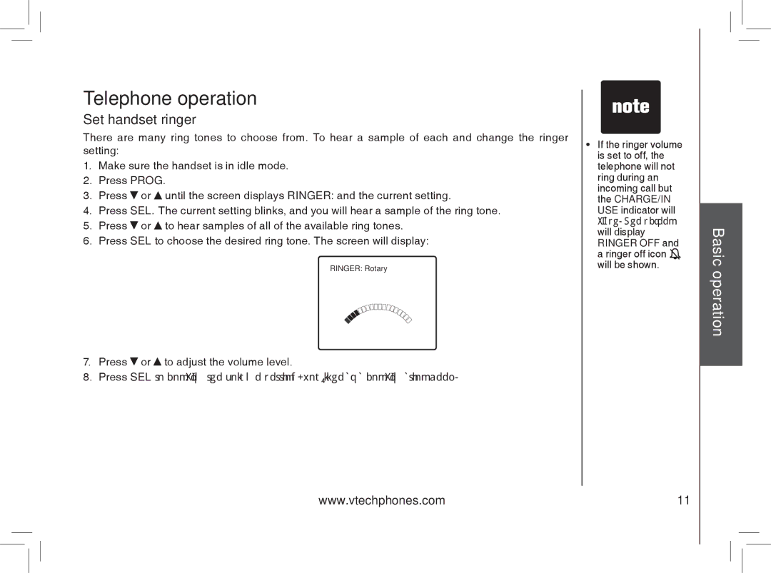 VTech gz5838 important safety instructions Set handset ringer 