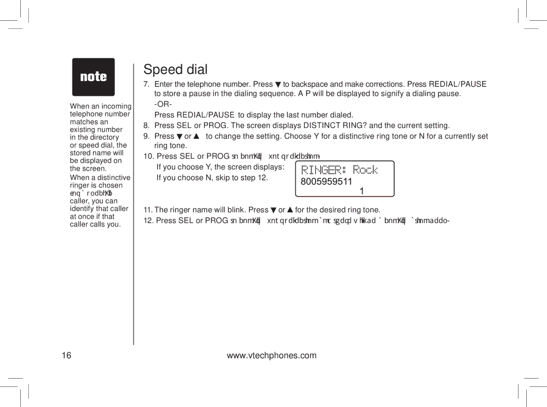 VTech gz5838 important safety instructions Speed dial 