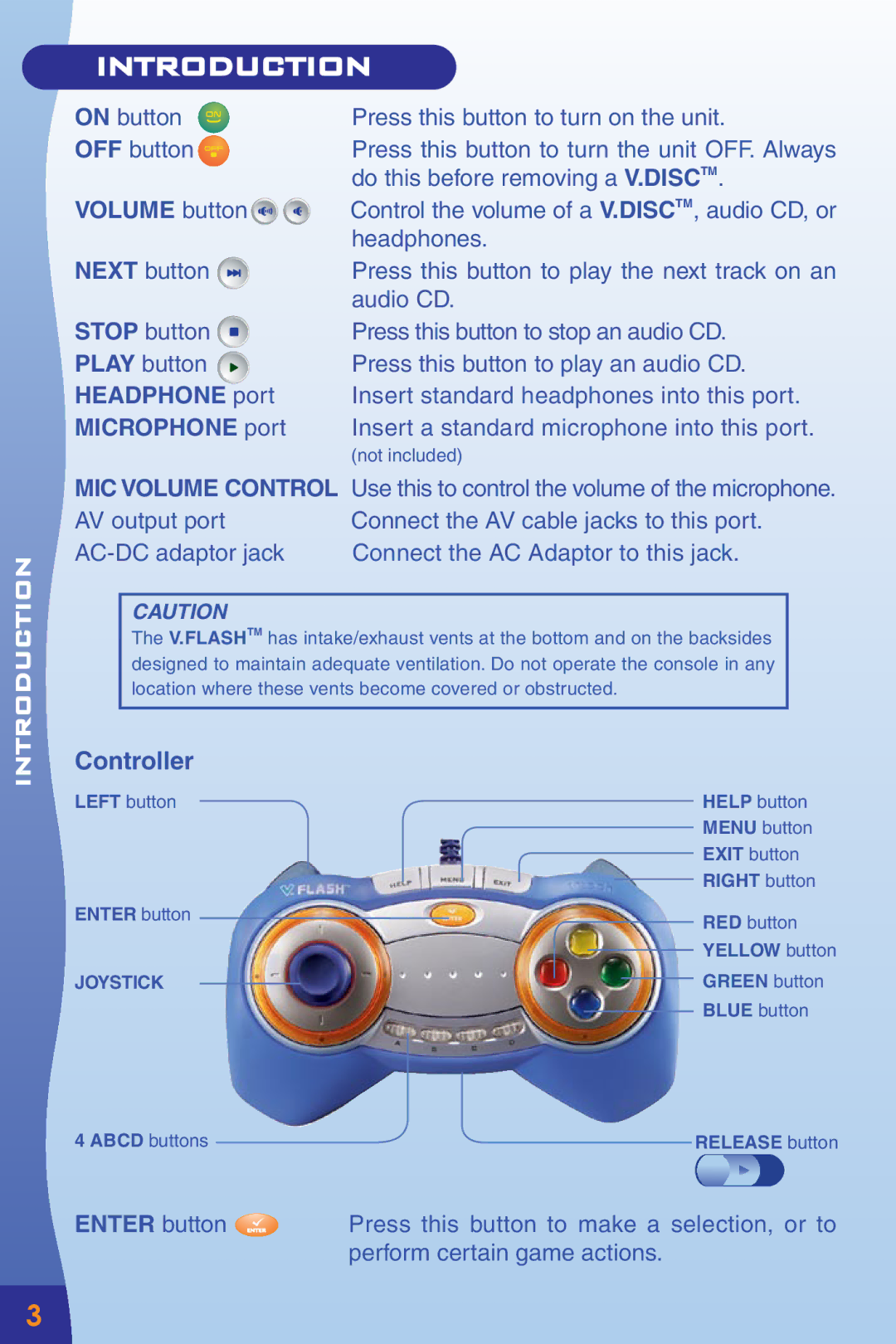 VTech Home Edutainment System manual Volume button, Enter button 