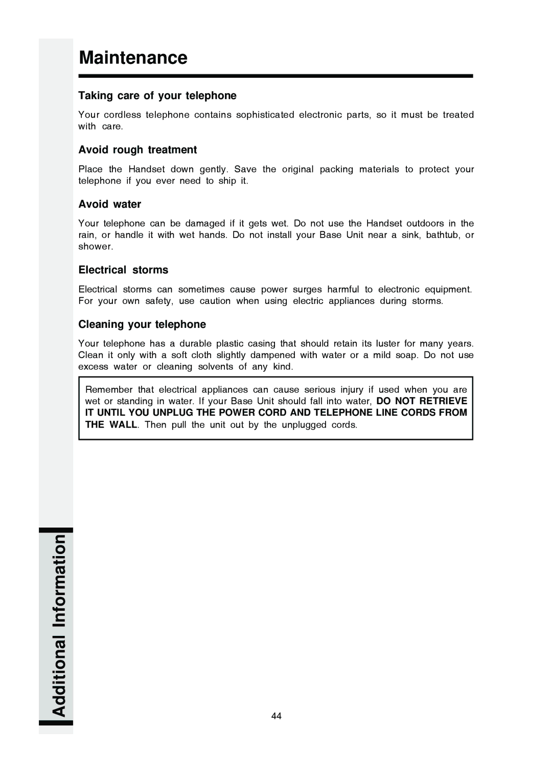 VTech i 5803 operating instructions Maintenance 